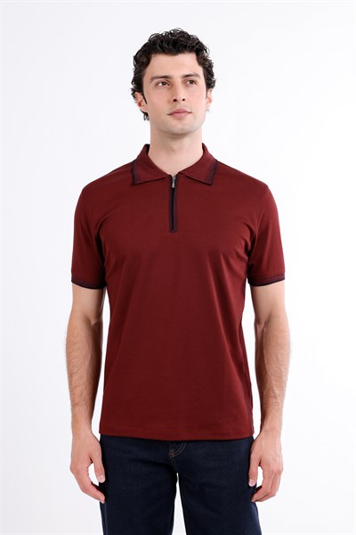 Regular Fermuarlı Polo Yaka T-Shirt