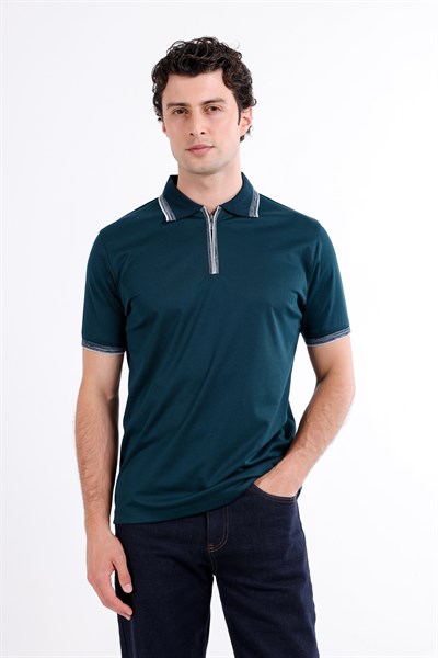 Regular Fermuarlı Polo Yaka T-Shirt