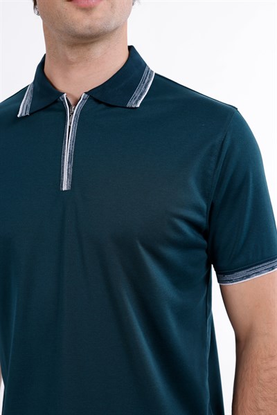Regular Fermuarlı Polo Yaka T-Shirt