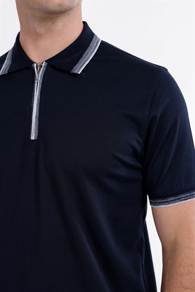 Regular Fermuarlı Polo Yaka T-Shirt