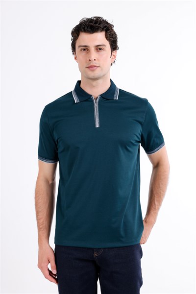 Regular Fermuarlı Polo Yaka T-Shirt