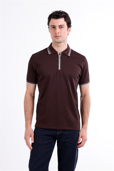 Regular Fermuarlı Polo Yaka T-Shirt