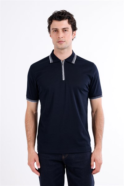 Regular Fermuarlı Polo Yaka T-Shirt