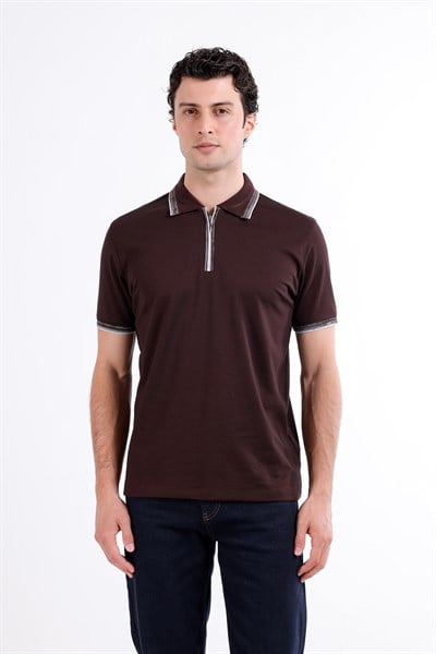 Regular Fermuarlı Polo Yaka T-Shirt