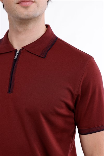 Regular Fermuarlı Polo Yaka T-Shirt