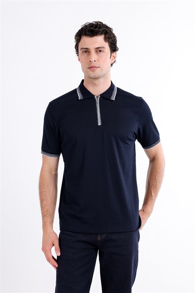 Regular Fermuarlı Polo Yaka T-Shirt