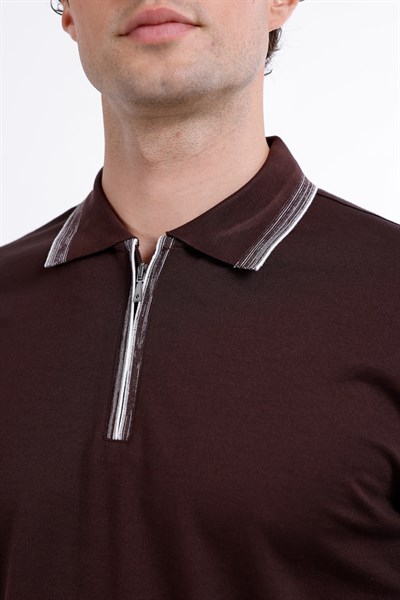 Regular Fermuarlı Polo Yaka T-Shirt