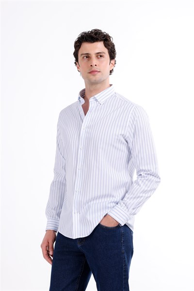 Regular Fit Uzun Kollu Çizgili Gömlek