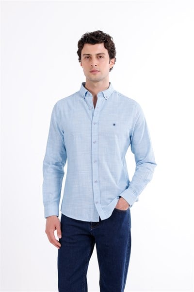 Regular Fit Uzun Kollu İnce Çizgili Gömlek