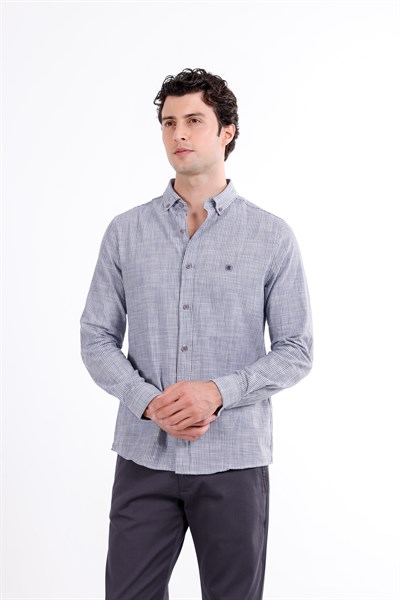 Regular Fit Uzun Kollu İnce Çizgili Gömlek