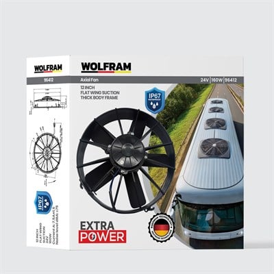 AXİAL FAN 12 İNCH 5 DÜZ KANAT IP67 MİKSER İÇİN KALIN KASNAK WOLFRAM 96412