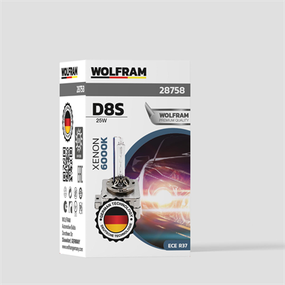D8S Xenon Ampul Beyaz Işık Ultraviolet 12V 25W - WOLFRAM 28758