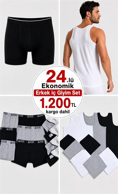24.Parça Erkek iç Giyim Set