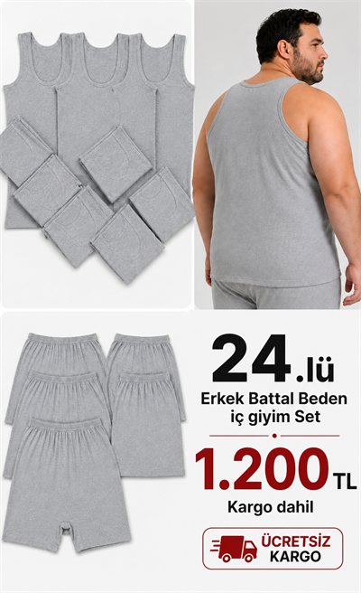 24 parça Battal Erkek iç Giyim Set Gri
