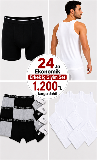 24 parça Erkek iç Giyim Set Beyaz