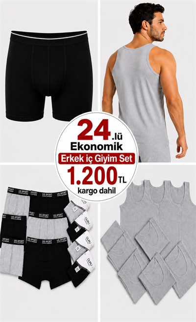24 parça Erkek iç Giyim Set Gri