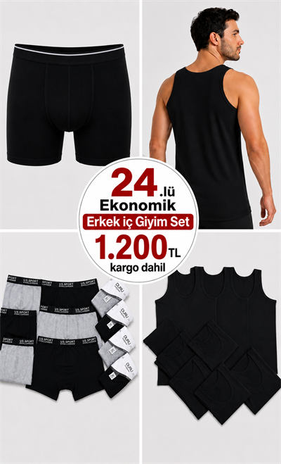 24 parça Erkek iç Giyim Set Siyah