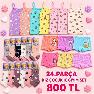 24 parça Kız Çocuk iç Giyim Set