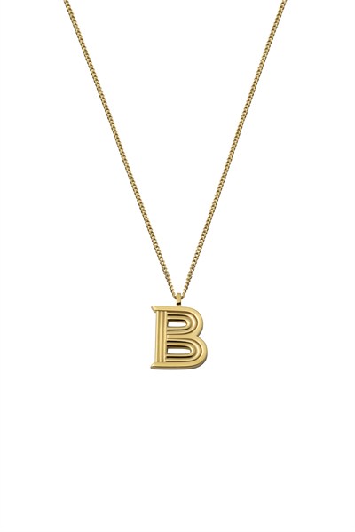 BOLD LETTERS B ALTIN KAPLAMA GÜMÜŞ KOLYE