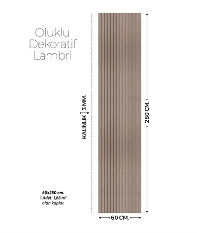 Brano Bej Desenli Duvar Lambiri 60x280 Cm-Kendinden Yapışkanlı