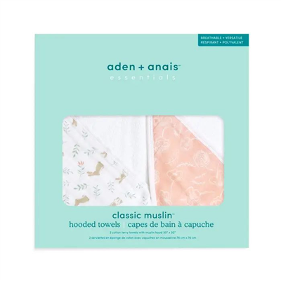 Aden & Anais - Blushing Bunnies Şapkalı Banyo Havlusu 2li Set