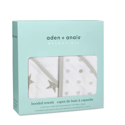 Aden & Anais - Dustyl Şapkalı Banyo Havlusu 2li Set