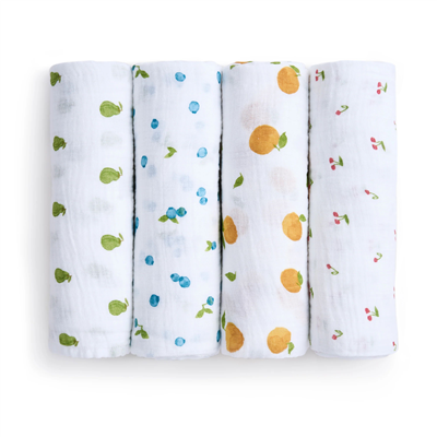 Aden & Anais - Fresh Fruit 4'lü Organik Pamuklu Müslin Set