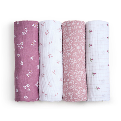 Aden & Anais - Heritage Floral 4'lü Organik Pamuklu Müslin Set