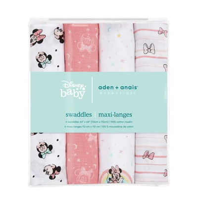Aden & Anais - Minnie Rainbows Pamuklu Kundak Örtüsü 4lü Set