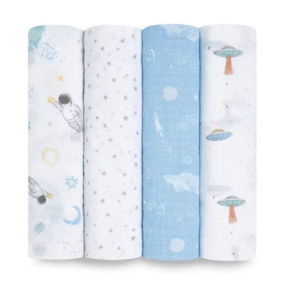 Aden & Anais - Space Explorers Pamuklu Kundak Örtüsü 4lü Set