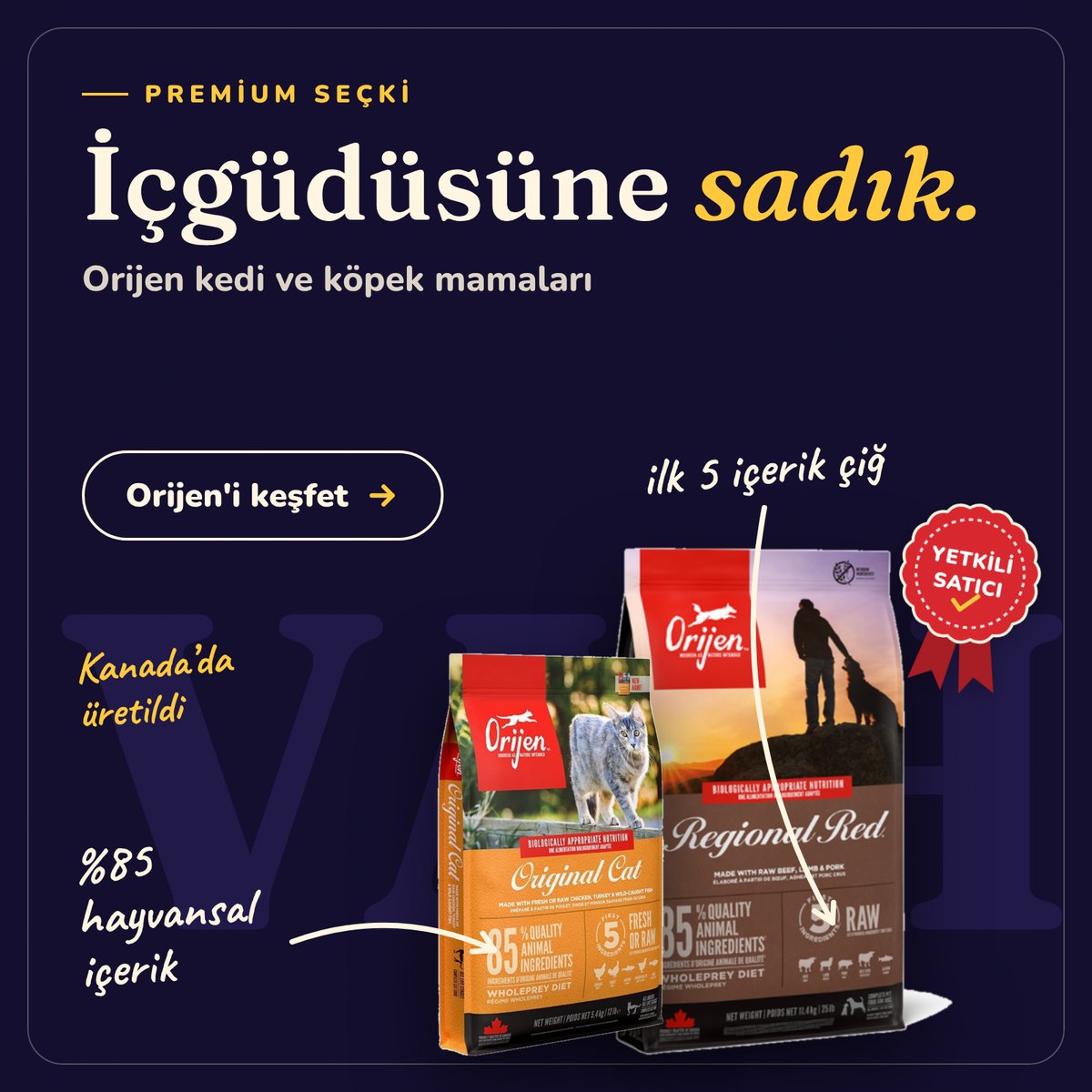 Orijen kedi ve köpek mamaları, premium seçki