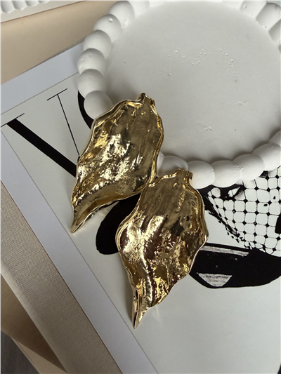 Özel Seri Gold Yaprak Küpe Gold