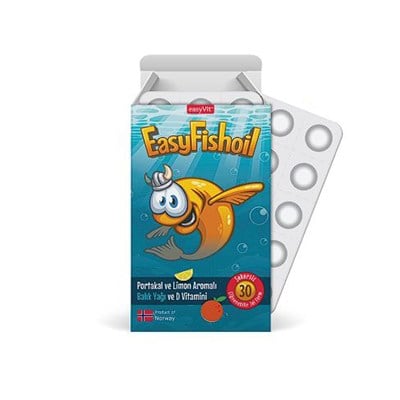 Easy Fish Oil Portakal ve Limon Aromalı Balık Yağı ve D Vitamini 30 Çiğnenebilir Form