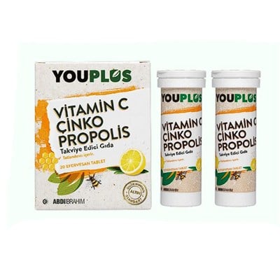 Youplus Vitamim C & Çinko & Propolis İçeren 20 Efervesan Tablet