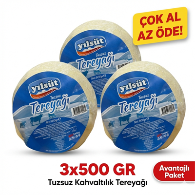 500 gram YILSÜT Kahvaltılık Tereyağı (3 adet)