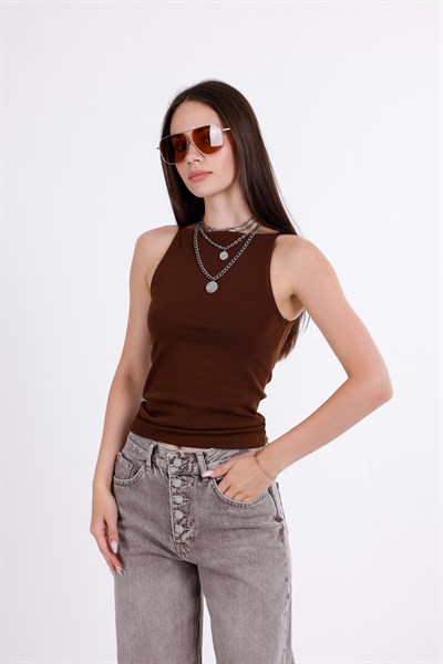 Askılı Halter Yaka Top