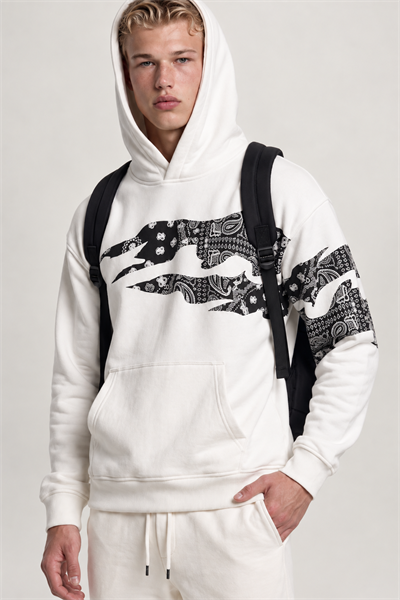 Bandana Desenli Kapüşonlu Sweatshirt