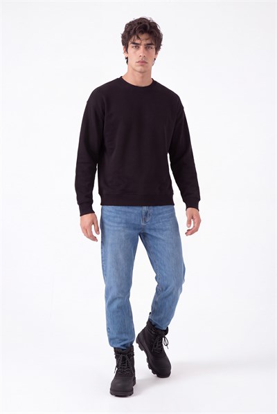 Basic Oversize Bisiklet Yaka Sweatshirt
