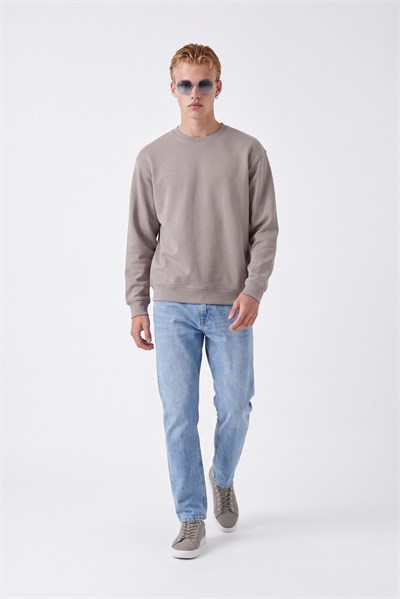 Basic Oversize Bisiklet Yaka Sweatshirt