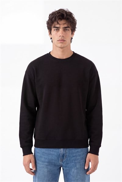 Basic Oversize Bisiklet Yaka Sweatshirt