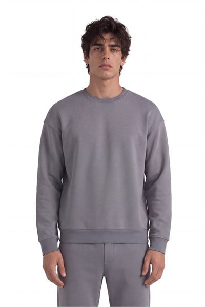 Basic Oversize Bisiklet Yaka Sweatshirt
