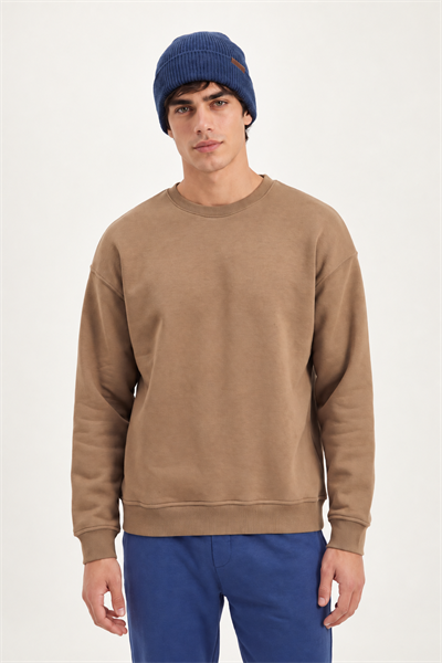 Basic Oversize Bisiklet Yaka Sweatshirt