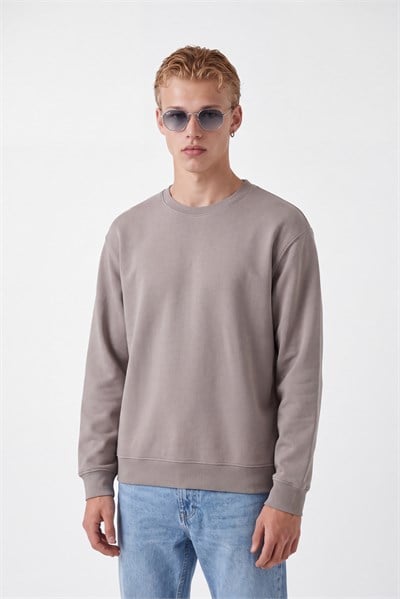 Basic Oversize Bisiklet Yaka Sweatshirt