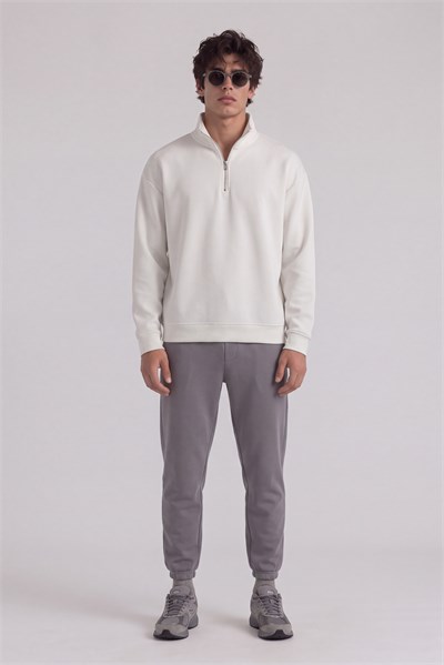 Basic Oversize Yarım Fermuarlı Sweatshirt