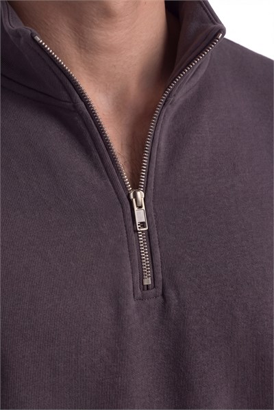 Basic Oversize Yarım Fermuarlı Sweatshirt