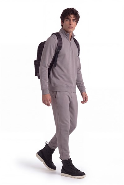 Basic Oversize Yarım Fermuarlı Sweatshirt