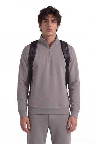 Basic Oversize Yarım Fermuarlı Sweatshirt