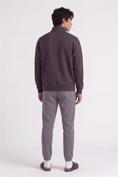 Basic Oversize Yarım Fermuarlı Sweatshirt