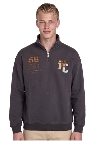 Club Company Nakışlı Yarım Fermuarlı Sweatshirt