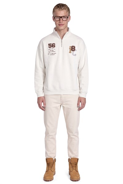 Club Company Nakışlı Yarım Fermuarlı Sweatshirt